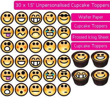 Emoji Yellow - 30 Cupcake Toppers