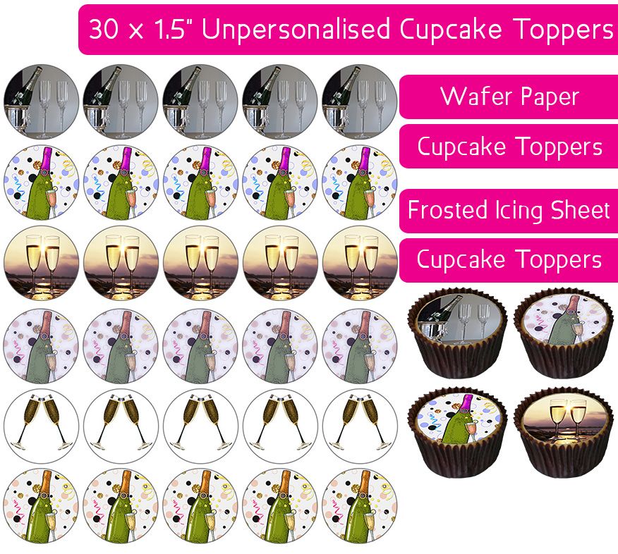 Champagne - 30 Cupcake Toppers