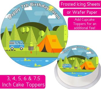 Camping Personalised Cake Topper