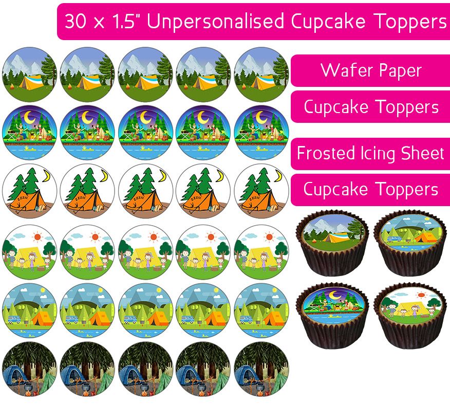 Camping - 30 Cupcake Toppers