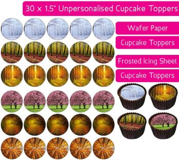 Trees Seasons - 30 Cupcake Toppers
