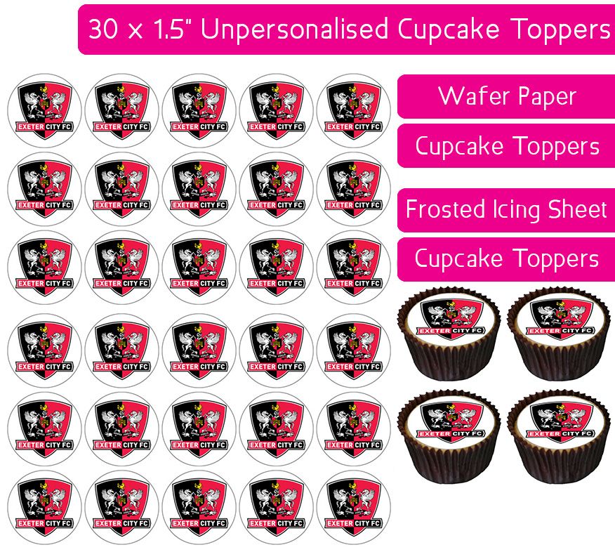Exeter City Football - 30 Cupcake Toppers