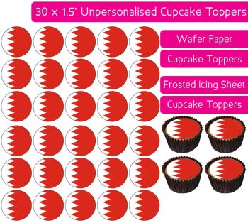Bahrain Flag - 30 Cupcake Toppers