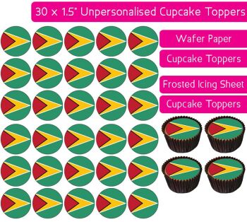 Guyana Flag - 30 Cupcake Toppers