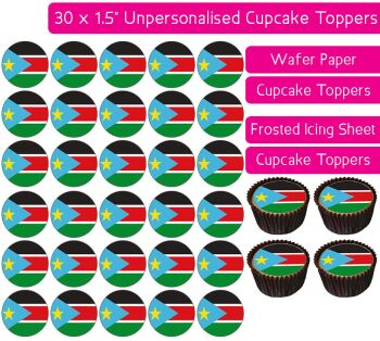 South Sudan Flag - 30 Cupcake Toppers
