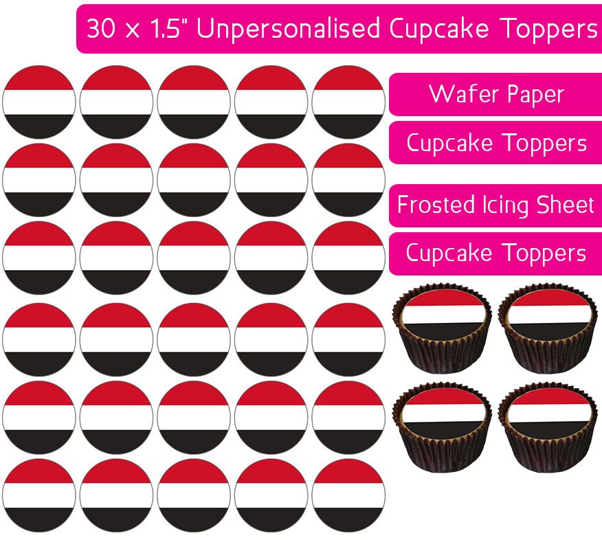 Yemen Flag - 30 Cupcake Toppers