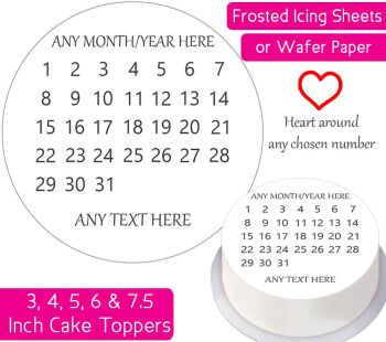 Calendar Personalised Cake Topper