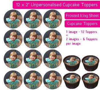 Your Own Personalised Photo - 12 x 2 Inch Icing Cupcake Toppers