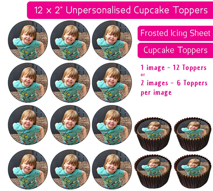 Your Own Personalised Photo - 12 x 2 Inch Icing Cupcake Toppers