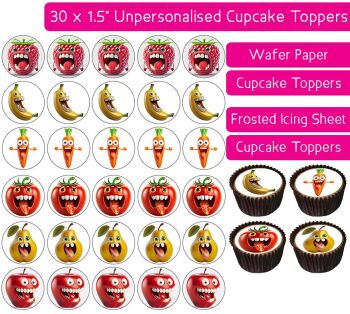 Funny Fruit & Veg - 30 Cupcake Toppers