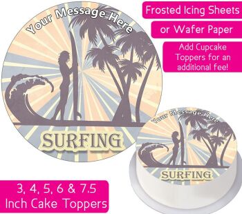 Vintage Surfing Personalised Cake Topper