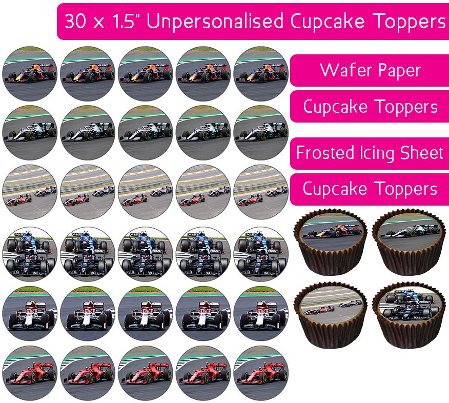 Racing Cars - 30 Cupcake Toppers