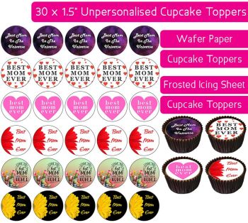 Best Mom - 30 Cupcake Toppers