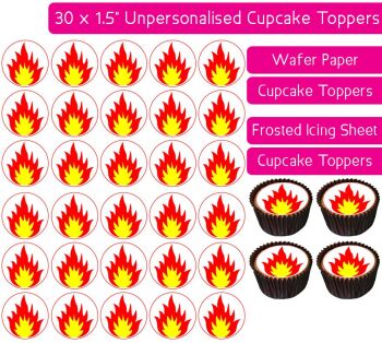 Flame Fire - 30 Cupcake Toppers
