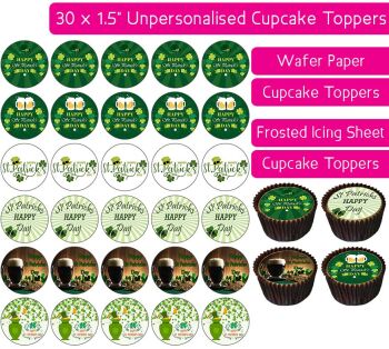St Patrick's Green - 30 Cupcake Toppers
