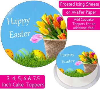 Easter Tulips Personalised Cake Topper