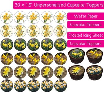Daffodils - 30 Cupcake Toppers