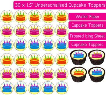 Birthday Cake - 30 Cupcake Toppers