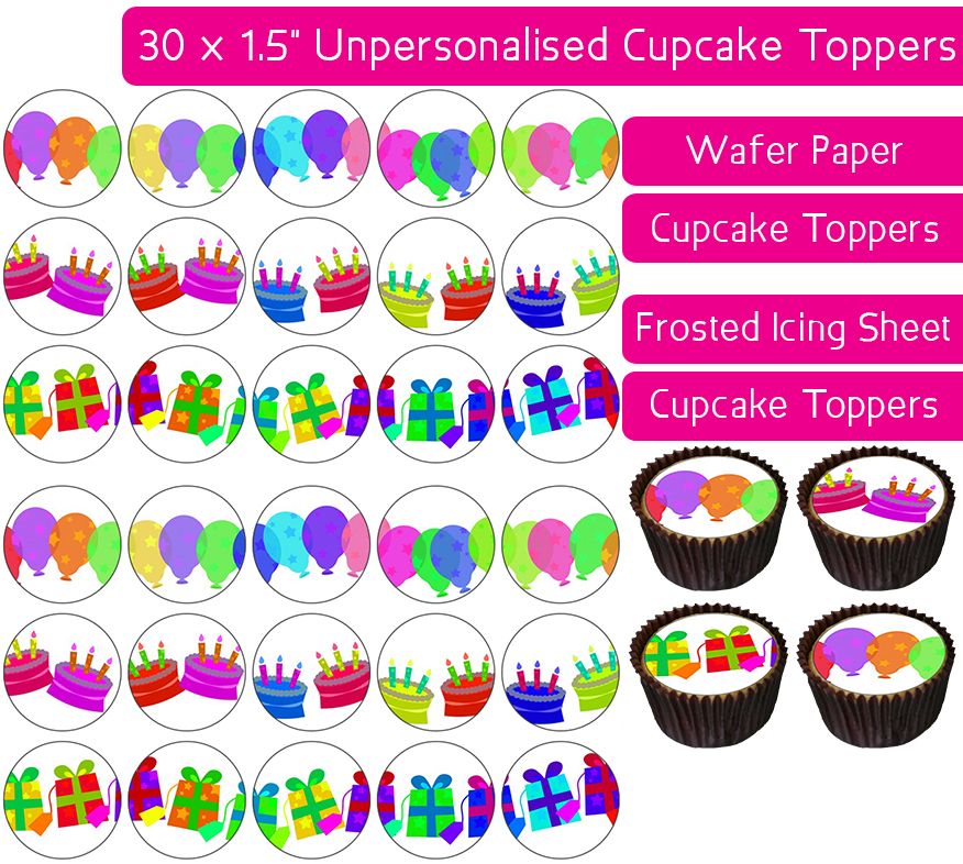 Birthday Decorations - 30 Cupcake Toppers