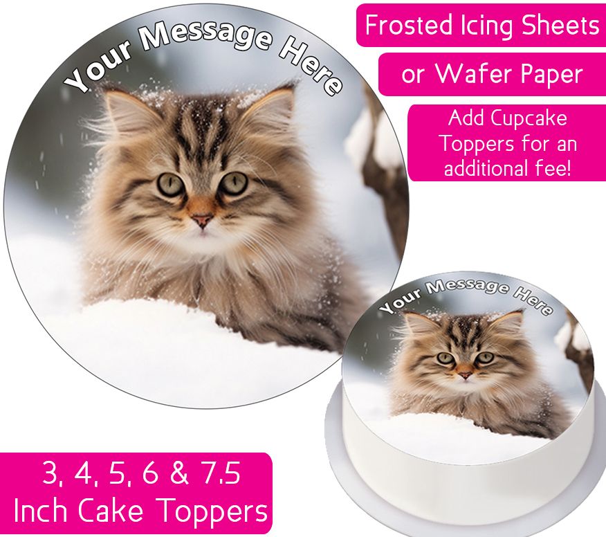 Cat Snow Personalised Cake Topper