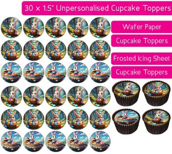Easter Cartoon Bunny - 30 Cupcake Toppers