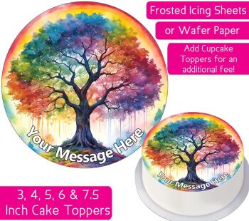 Rainbow Tree Of Life Personalised Cake Topper