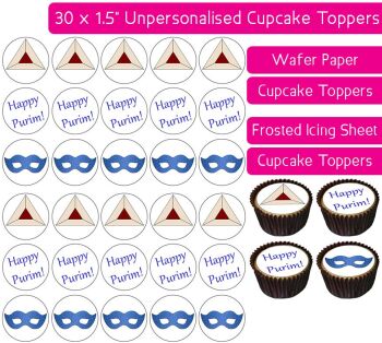 Purim - 30 Cupcake Toppers