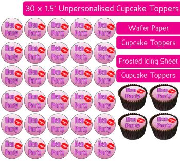 Hen Party Text - 30 Cupcake Toppers