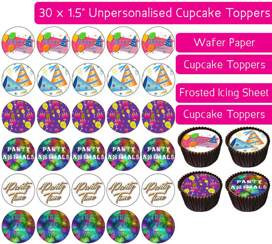 Party Time - 30 Cupcake Toppers