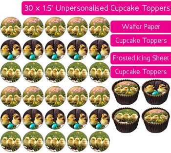 Easter Chicks - 30 Cupcake Toppers