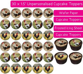 Rooster - 30 Cupcake Toppers