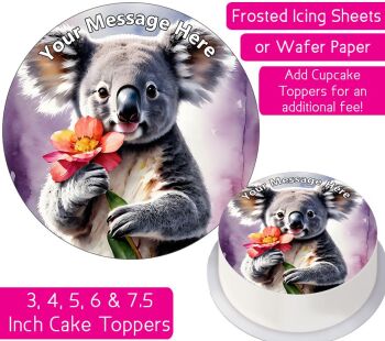 Koala Flower Personalised Cake Topper