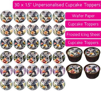 Koala Flower - 30 Cupcake Toppers