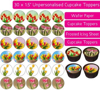 Tulips - 30 Cupcake Toppers