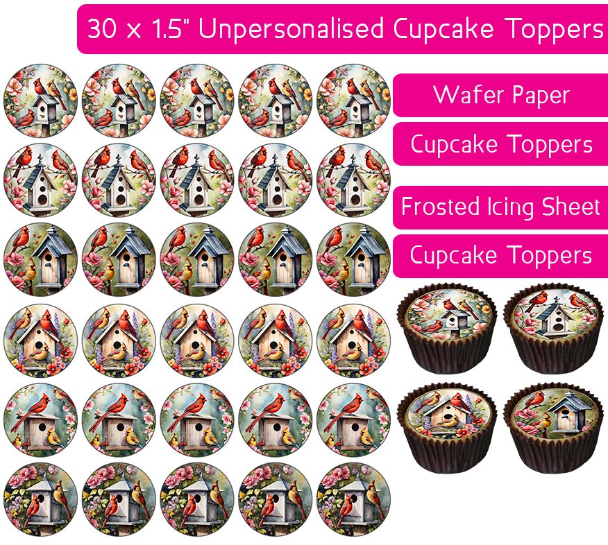 Bird Box Red - 30 Cupcake Toppers