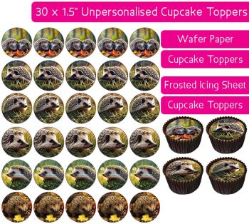 Hedgehog - 30 Cupcake Toppers