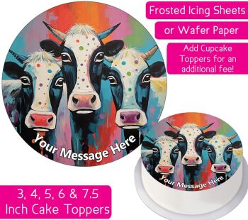 Cows Artistic Personalised Cake Topper