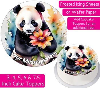 Panda Flowers Personalised Cake Topper