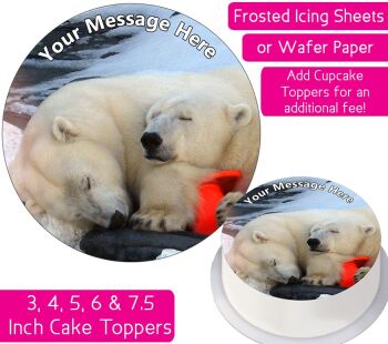 Polar Bears Sleeping Personalised Cake Topper