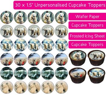 Polar Bear - 30 Cupcake Toppers