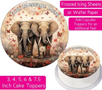 Elephant Couple Personalised Cake Topper