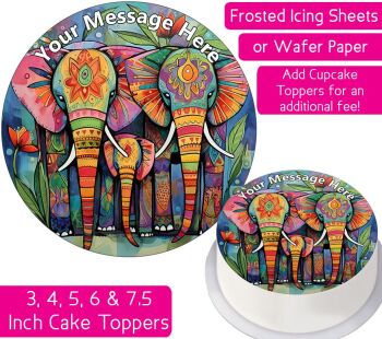Indian Elephant Family Personalised Cake Topper