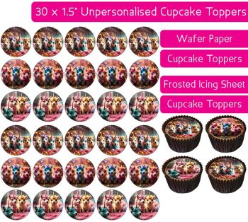 Unicorn Family - 30 Cupcake Toppers