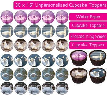 Swans - 30 Cupcake Toppers