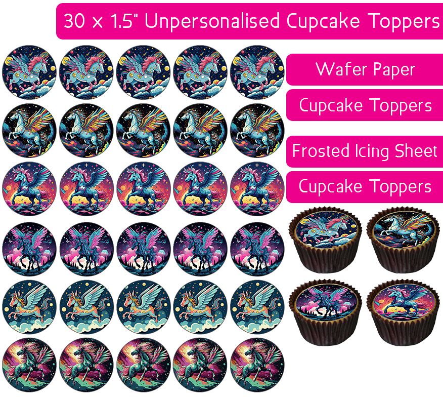 Pegasus Space - 30 Cupcake Toppers