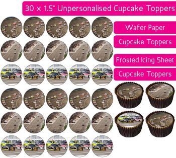 Stock Car Racing - 30 Cupcake Toppers
