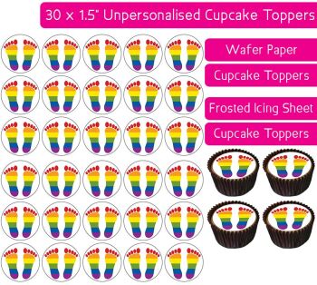 Rainbow Feet - 30 Cupcake Toppers