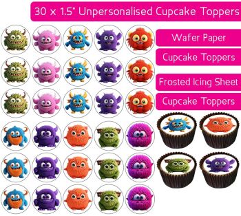 Silly Monsters - 30 Cupcake Toppers