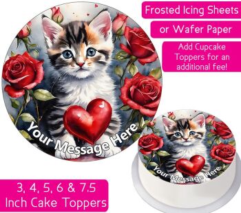 Kitten Roses Personalised Cake Topper