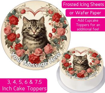 Kitten Roses Wreath Personalised Cake Topper